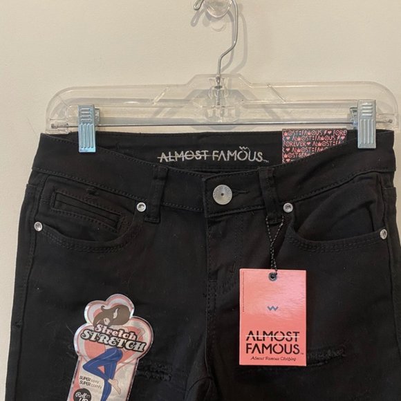 NWT Almost Famous Distressed Ripped Black Jeans - Picture 3 of 5